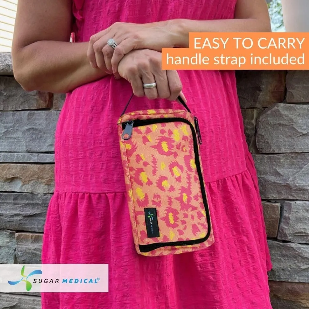 Sugar Medical Insulated Diabetes Insulin Pen Case Organizer – Diabetic Travel Bag for Insulin Pens, Glucose Meter & Supplies with Ice Pack (Wild Pink)