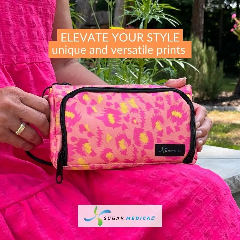 Sugar Medical Insulated Diabetes Insulin Pen Case Organizer – Diabetic Travel Bag for Insulin Pens, Glucose Meter & Supplies with Ice Pack (Wild Pink)