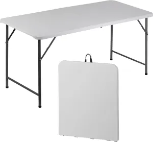 SUPER DEAL Upgraded 6FT Folding Picnic Table for Outdoor, Portable Fold-in-Half Plastic Dining Picnic Party Table with Carrying Handle