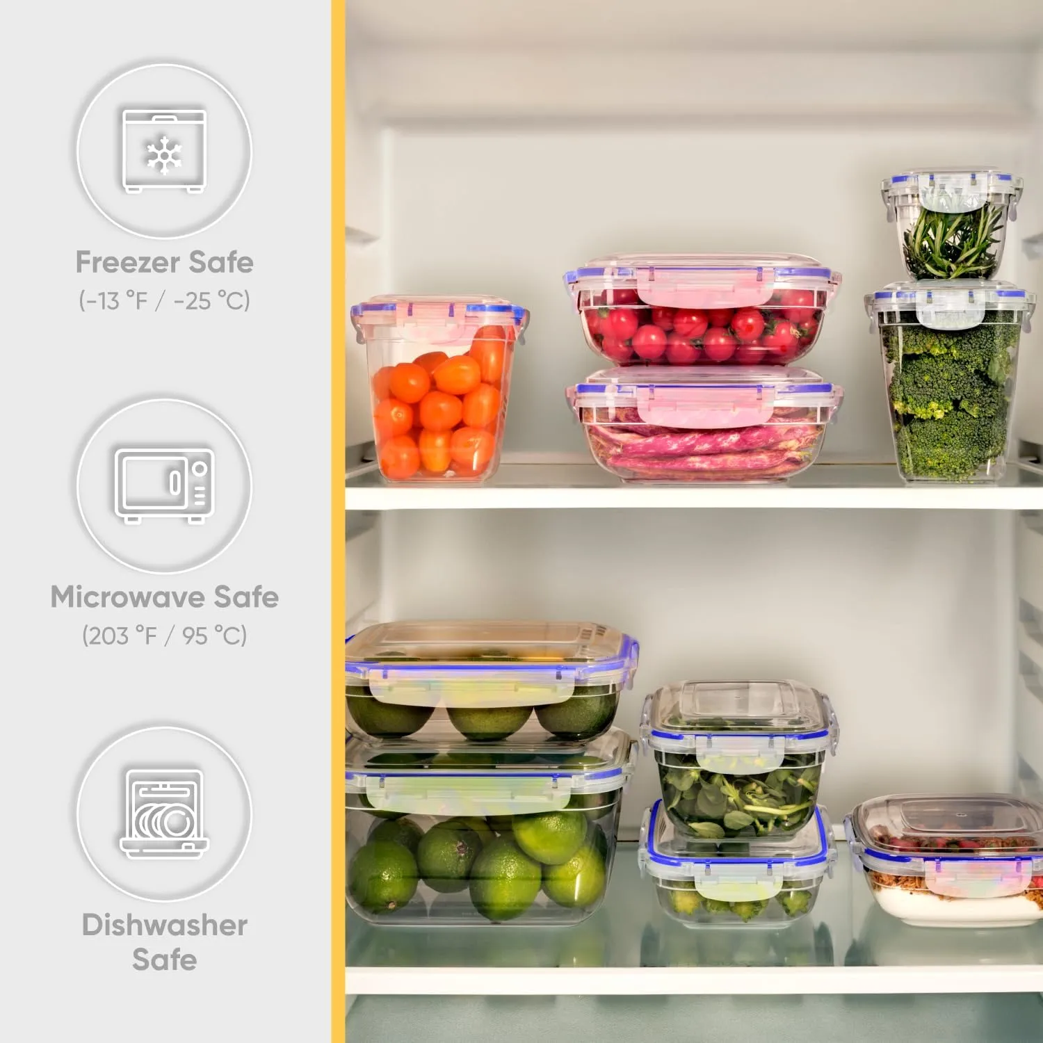 Superio Airtight Food Storage Containers with Leakproof Lids (4 Pack)- 10 Cup, 80 Oz- BPA Free Sealed Containers- Microwave, Dishwasher and Freezer Safe (2.5 Quart)