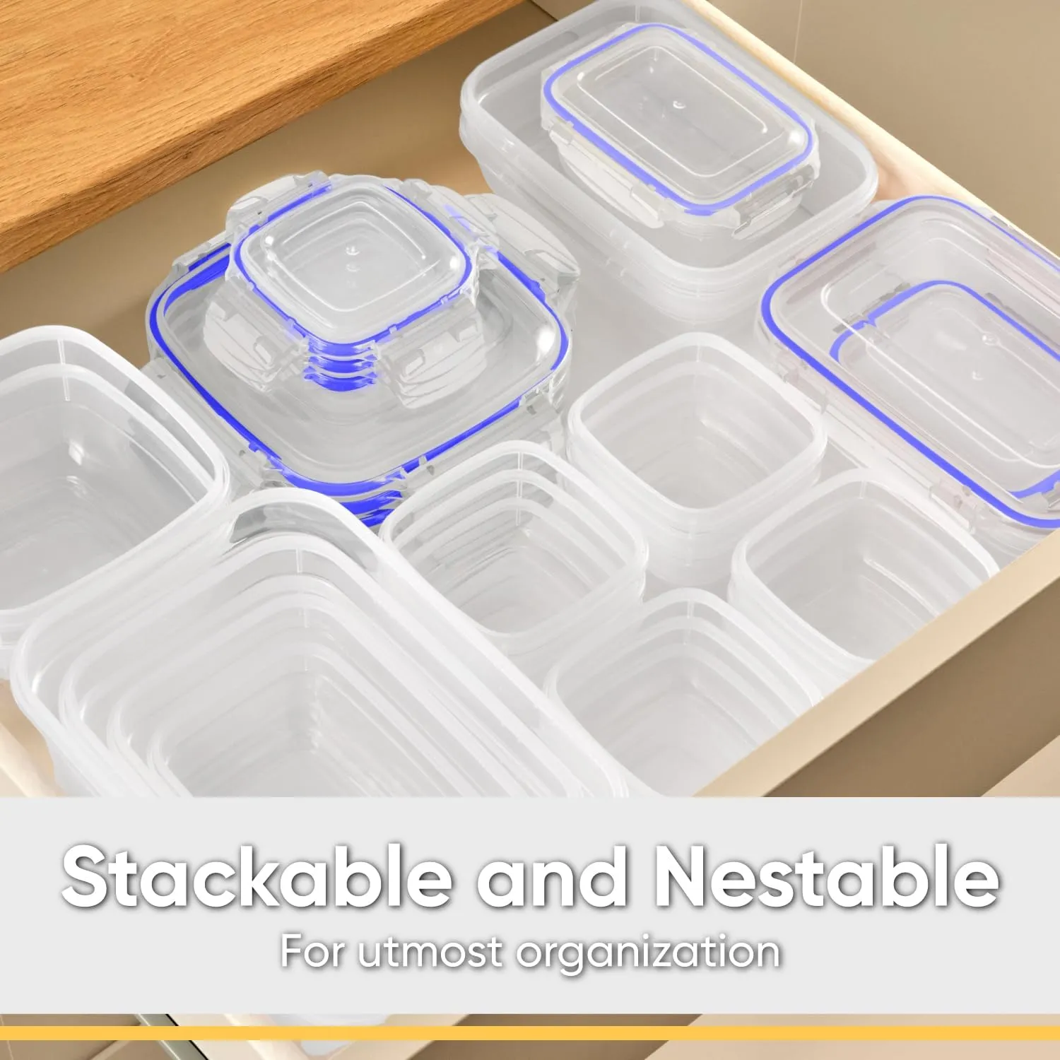 Superio Airtight Food Storage Containers with Leakproof Lids (4 Pack)- 10 Cup, 80 Oz- BPA Free Sealed Containers- Microwave, Dishwasher and Freezer Safe (2.5 Quart)
