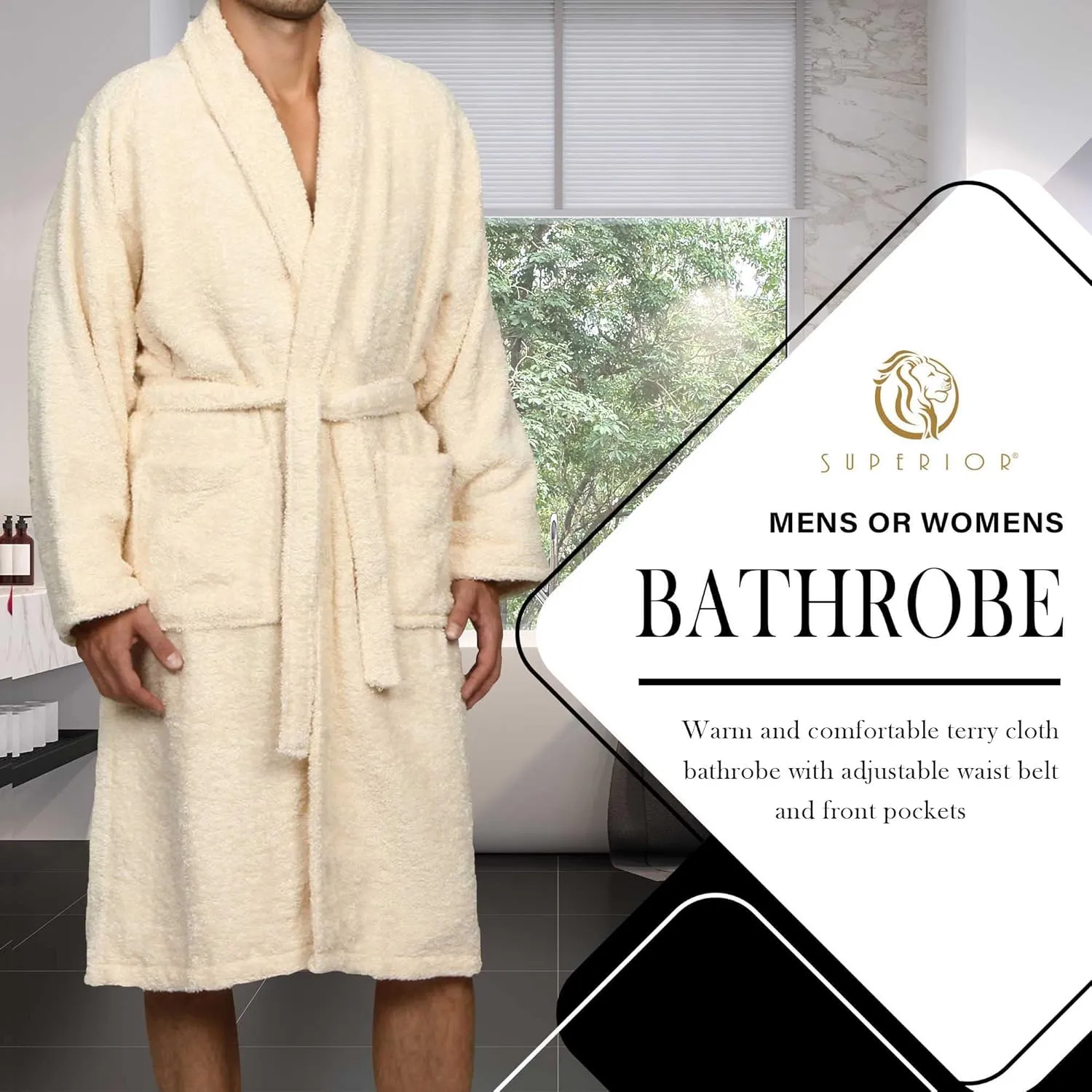 Superior Cotton Unisex Terry Robe, Soft And Absorbent Robes For Men And Women, Bathroom Accessories