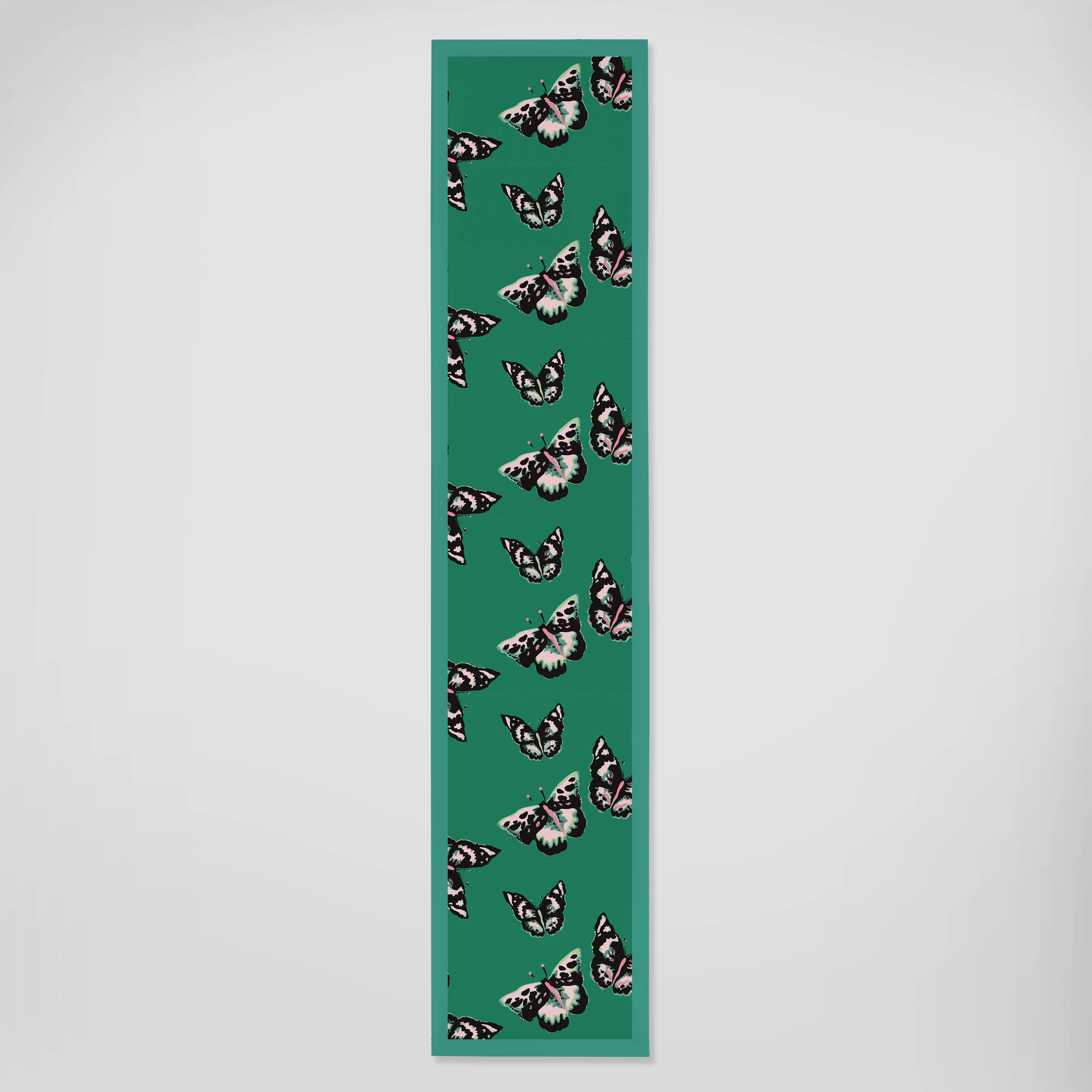 Sweet Green Butterflies Runner - Linen in Lightweight Linen