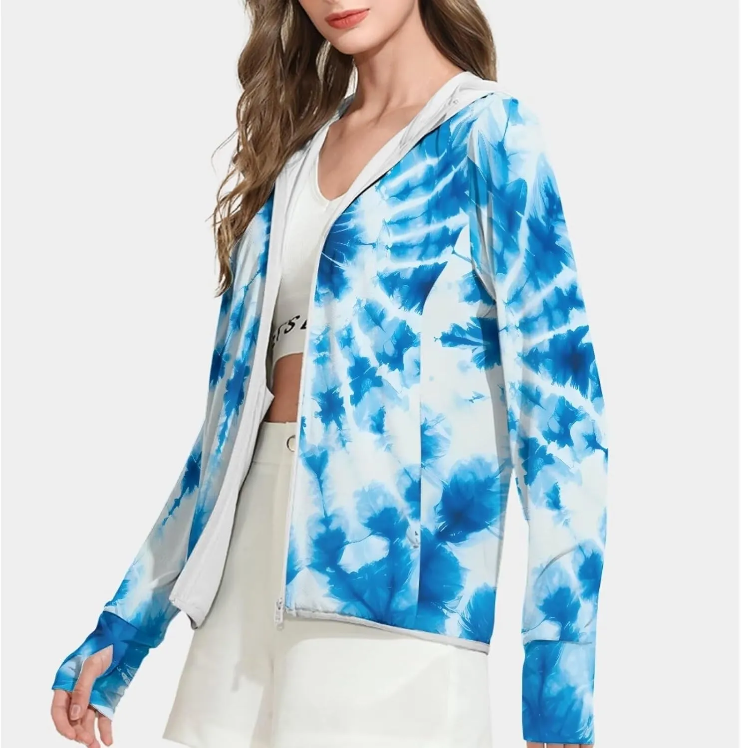Swim Shirts Sunscreen Clothes Women's Athletic Jackets Thin Breathable Sun Protection Hooded Sport Coat S-2XL