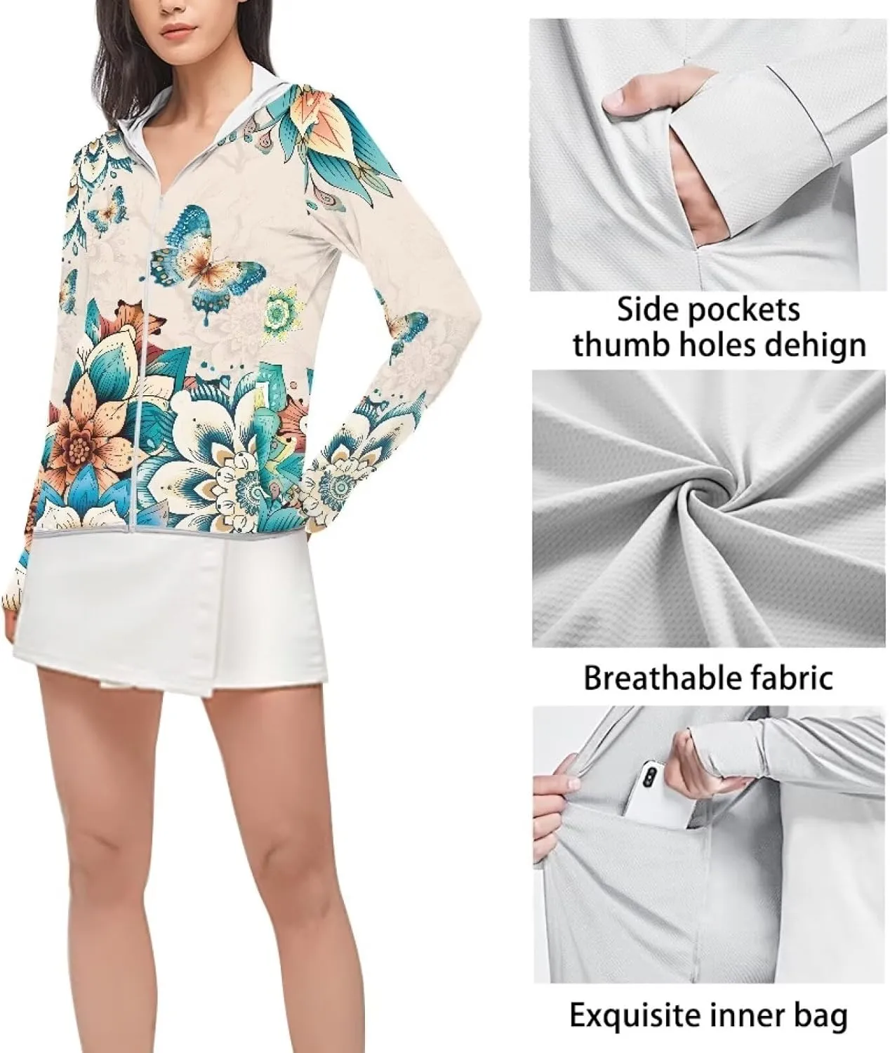 Swim Shirts Sunscreen Clothes Women's Athletic Jackets Thin Breathable Sun Protection Hooded Sport Coat S-2XL