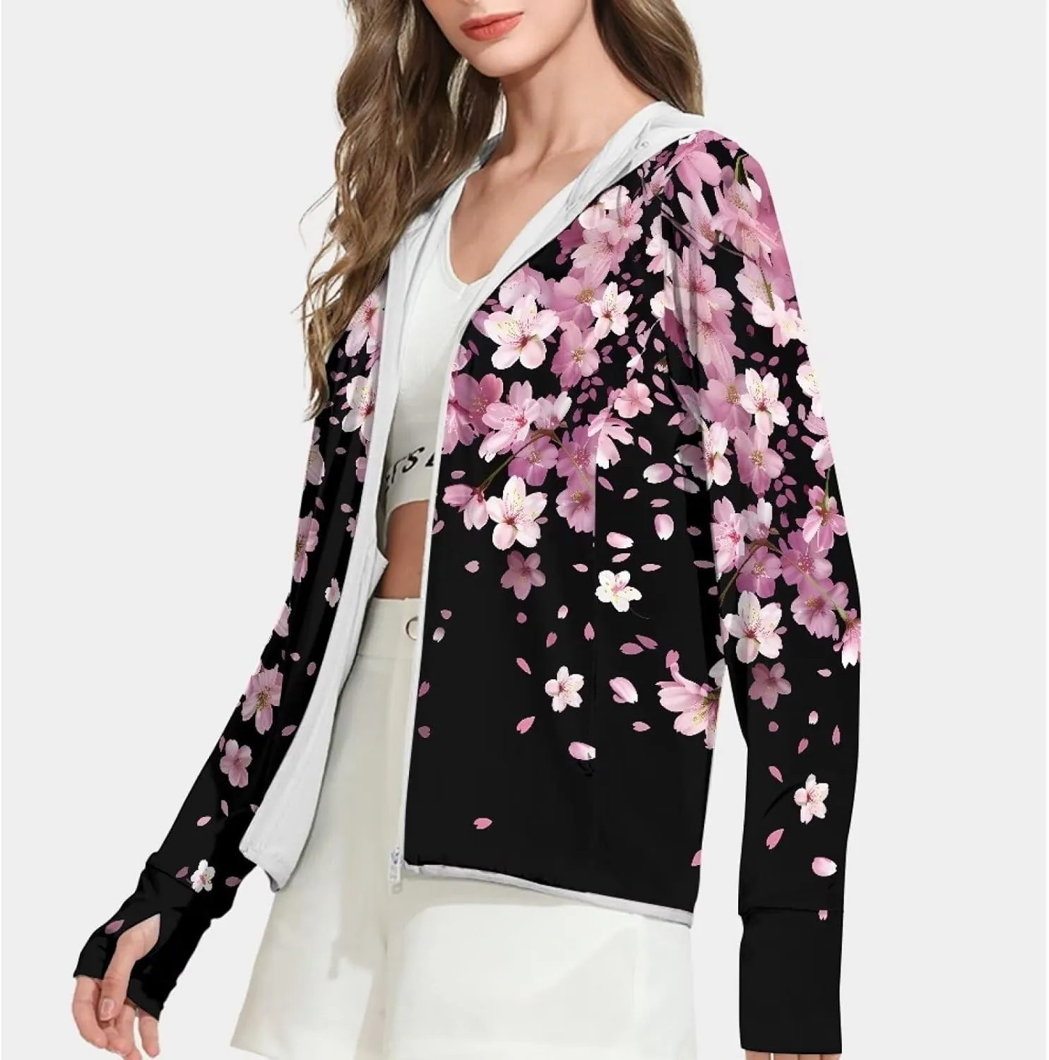 Swim Shirts Sunscreen Clothes Women's Athletic Jackets Thin Breathable Sun Protection Hooded Sport Coat S-2XL