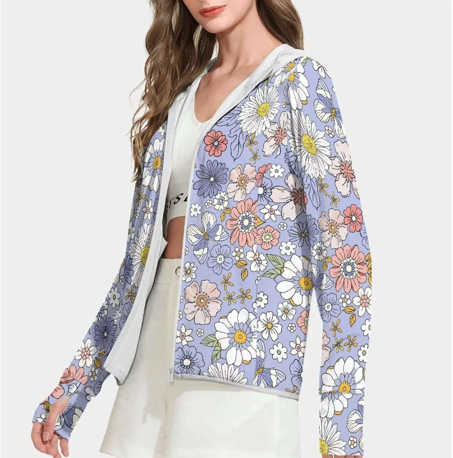 Swim Shirts Sunscreen Clothes Women's Athletic Jackets Thin Breathable Sun Protection Hooded Sport Coat S-2XL