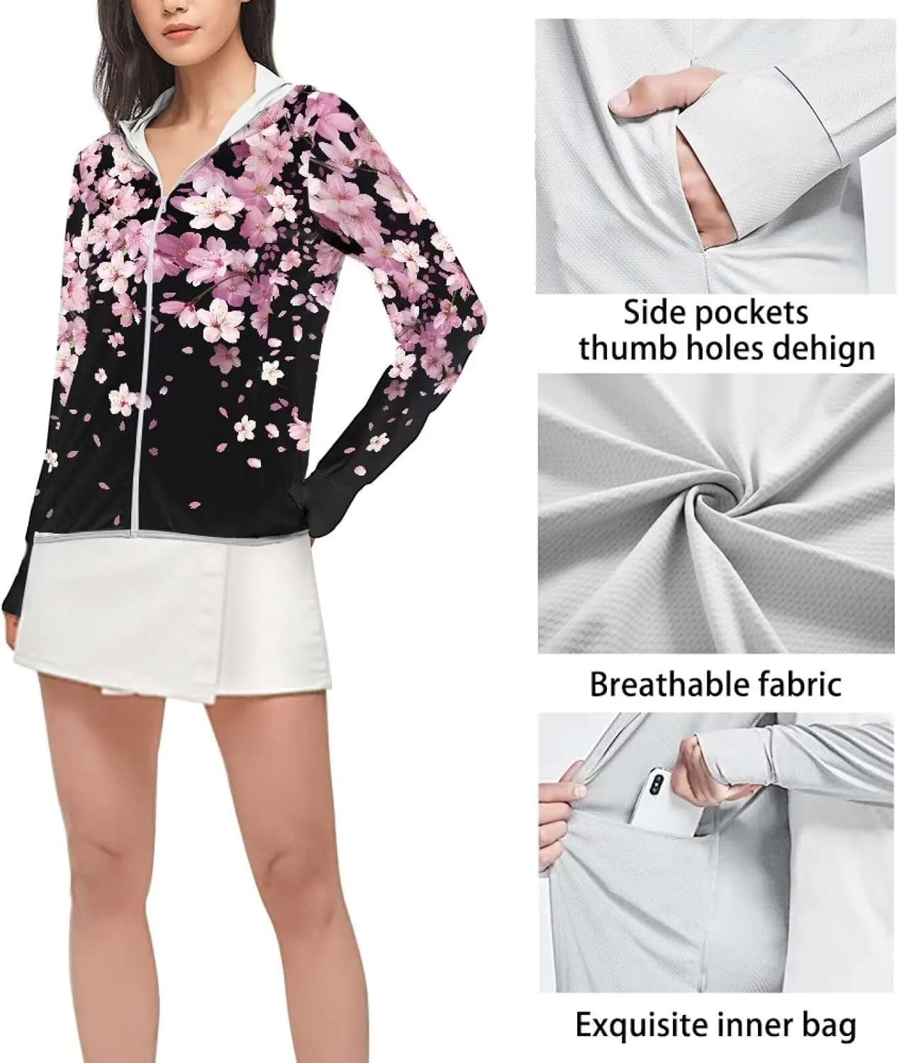 Swim Shirts Sunscreen Clothes Women's Athletic Jackets Thin Breathable Sun Protection Hooded Sport Coat S-2XL