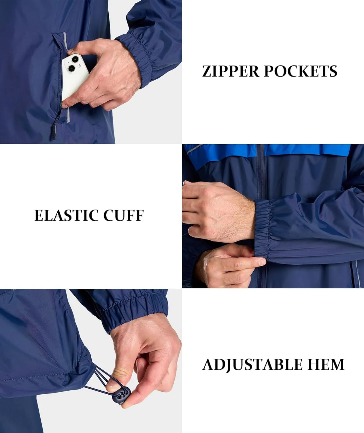 SWISSWELL Mens Rain Jacket Waterproof Windbreaker Hidden Hooded Lightweight Breathable Rain Coat for Golf Hiking Cycling
