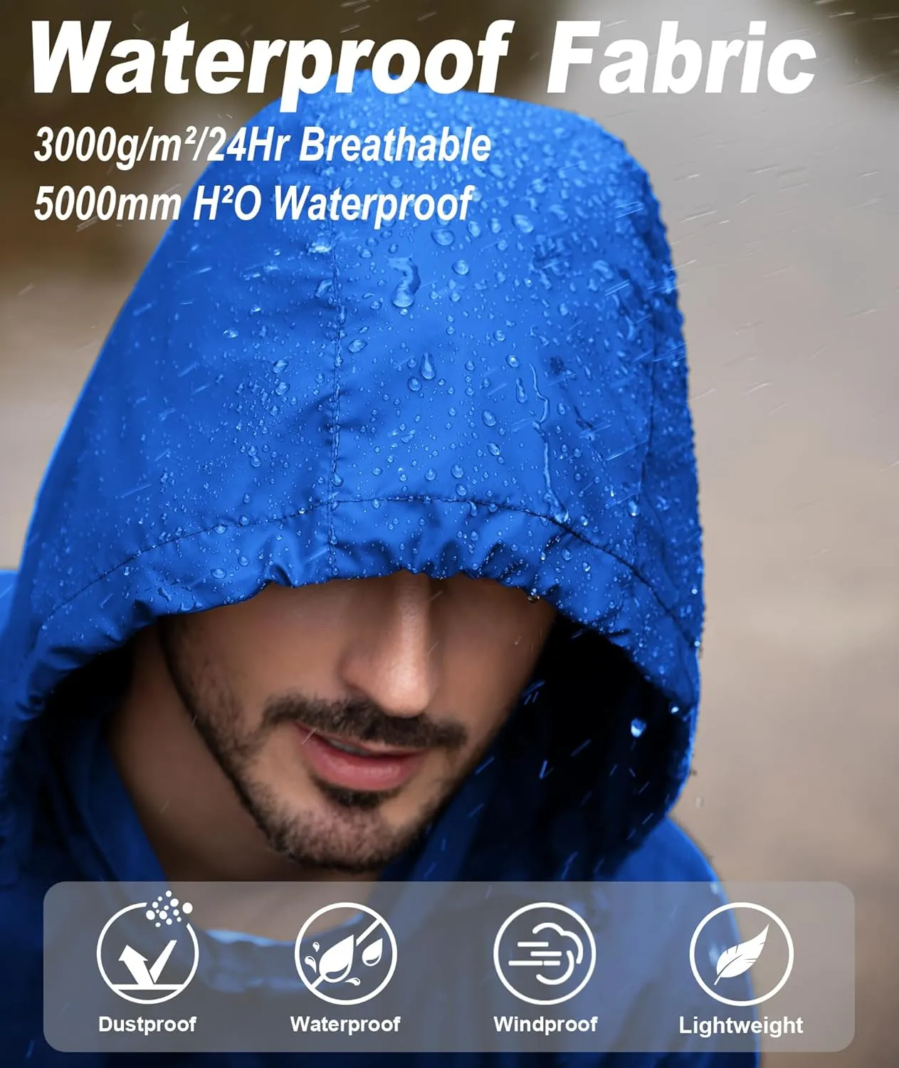 SWISSWELL Mens Rain Jacket Waterproof Windbreaker Hidden Hooded Lightweight Breathable Rain Coat for Golf Hiking Cycling