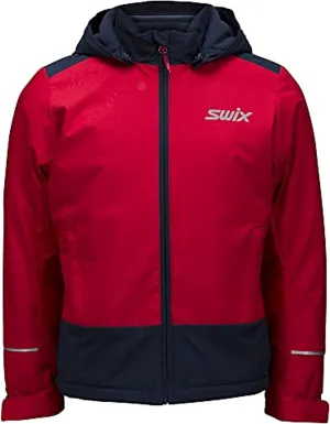 Swix Boys' Junior Rookie Windproof Waterproof Breathable Insulated Hooded Ski Jacket, Red, 10-12 Years