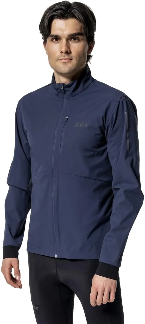 Swix Men's Pace Resistant Breathable Lightweight Stretchy Packable Running Training Wind Jacket with Zippered Chest Pocket
