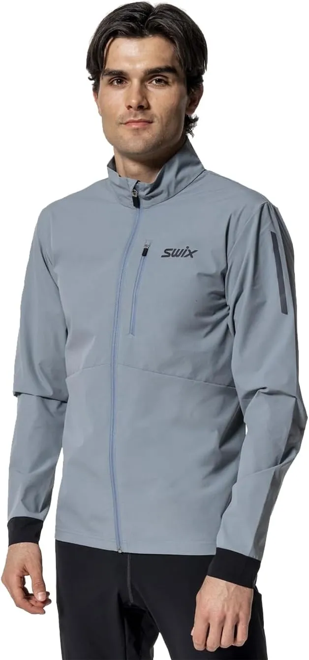 Swix Men's Pace Resistant Breathable Lightweight Stretchy Packable Running Training Wind Jacket with Zippered Chest Pocket