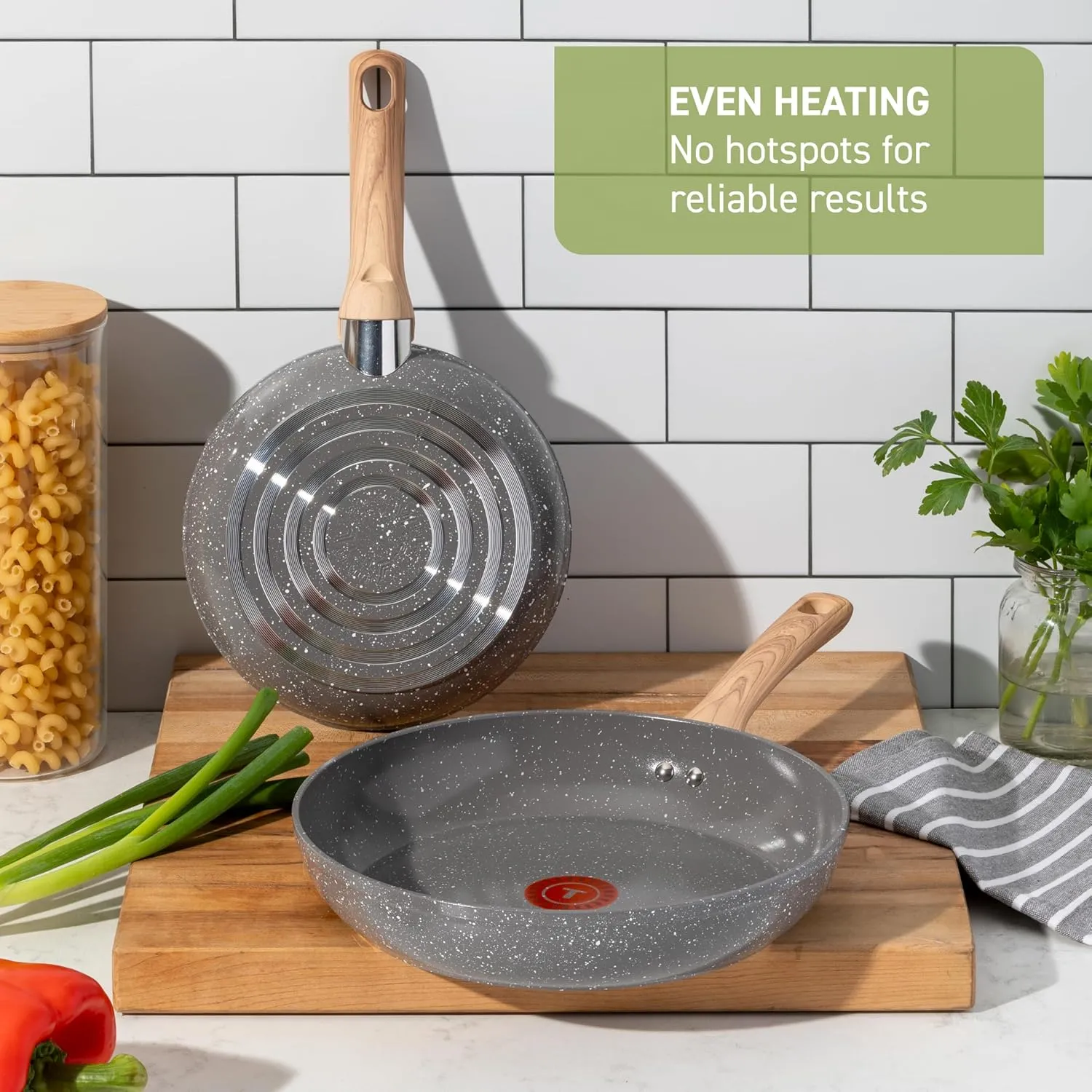 T-fal Revive Ceramic Cookware Sets, Pots and Pans Set Nonstick, (12 pieces), Ceramic Non stick Coated, Frying Pan, Oven Safe Up To 350°F, Made without PFOA and PTFE, Grey Granite