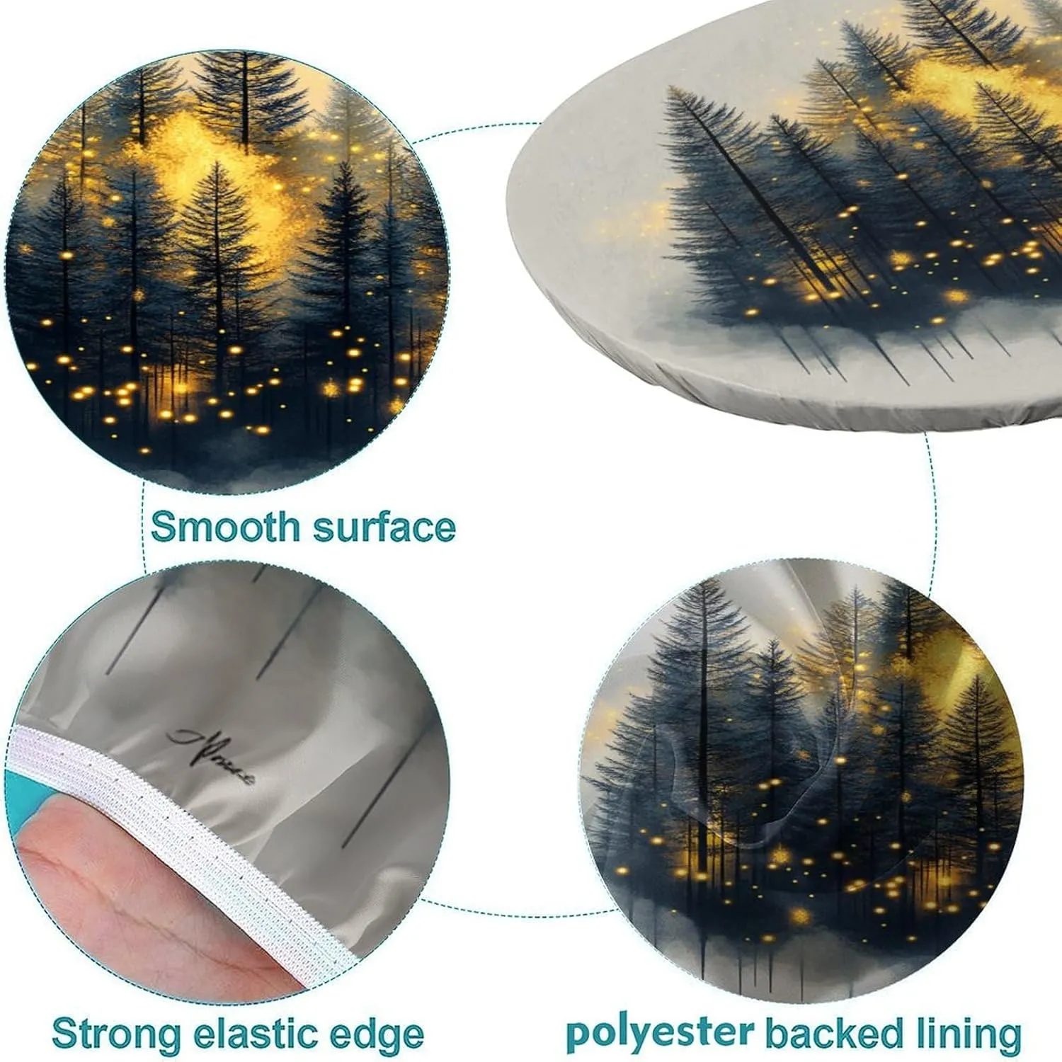 Table Pad Protector, Enchanted Forest Pattern Printed on Table Cover Protector, Stretchable Hem for Weddings Parties Restaurants & Home Decor, Fits for 52" x 70" Oval Tables
