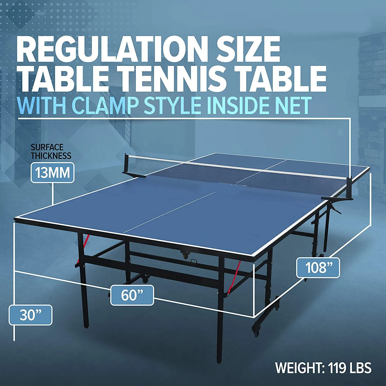 Table Tennis Foldable Table with Wheels