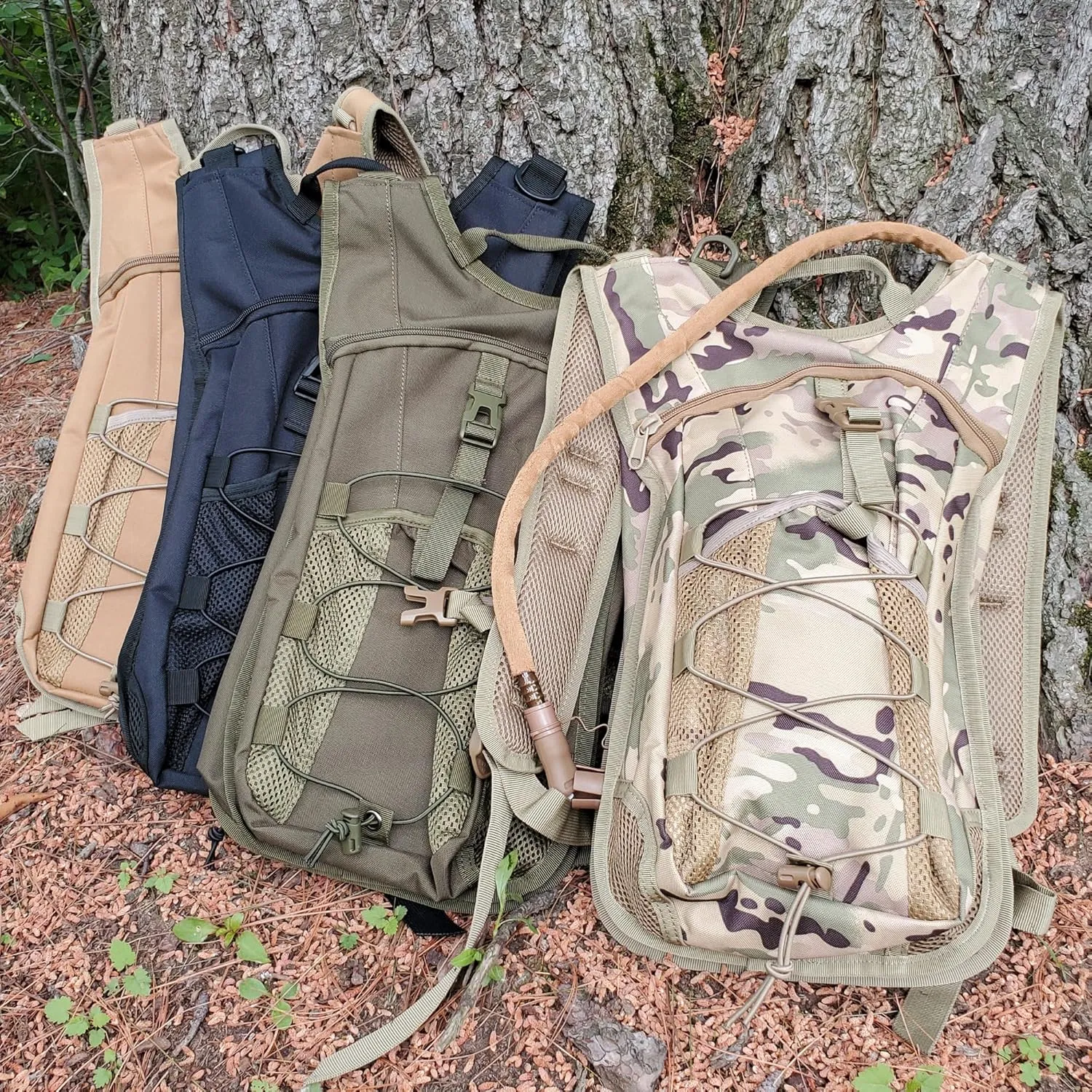 Tactical Hydration Pack with 3L Leak-Proof Water Bladder, Daypack for Hiking, Cycling, Running, Hunting & More - 4 Colors Available