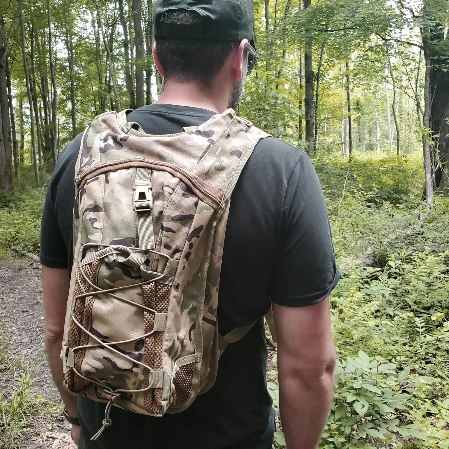 Tactical Hydration Pack with 3L Leak-Proof Water Bladder, Daypack for Hiking, Cycling, Running, Hunting & More - 4 Colors Available