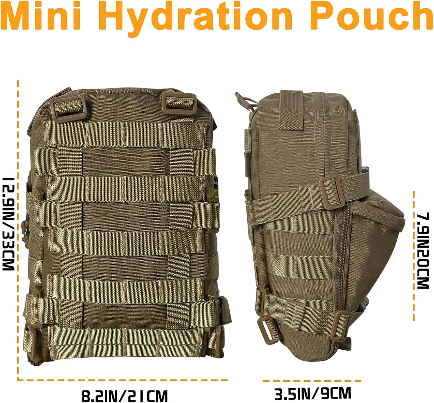 Tactical MOLLE Hydration Backpack for 2L Water Bladder,500D Nylon Hydration Pack Water Backpack for Tactical Vest Accessory