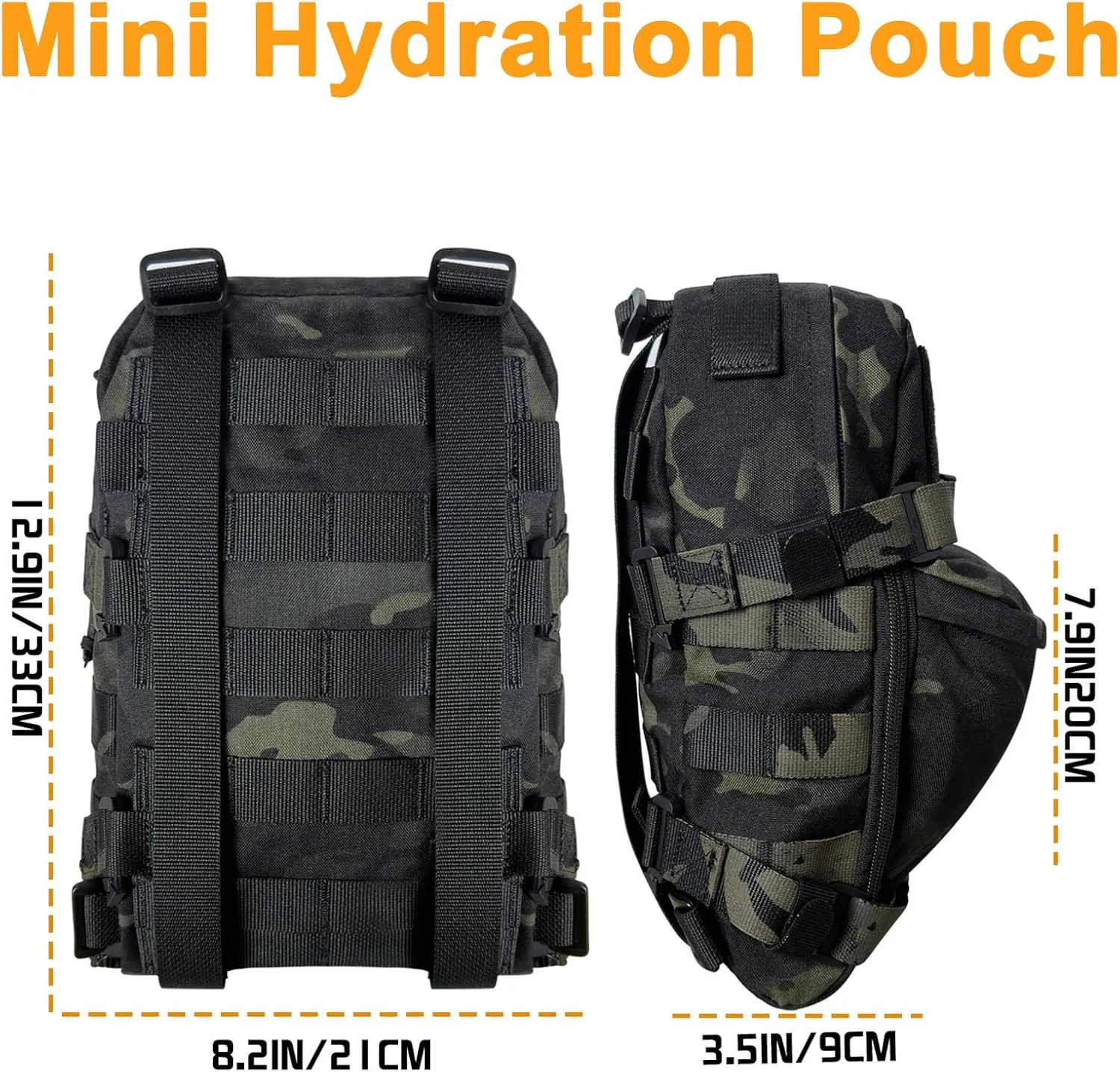 Tactical MOLLE Hydration Backpack for 2L Water Bladder,500D Nylon Hydration Pack Water Backpack for Tactical Vest Accessory