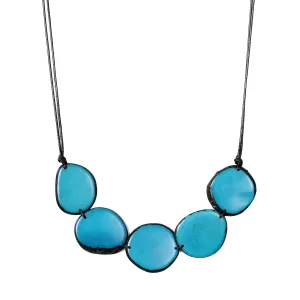 Tagua Nut Necklace Chips in Blue Handmade Fair Trade and Adjustable, Lightweight by Florama Natural Jewelry