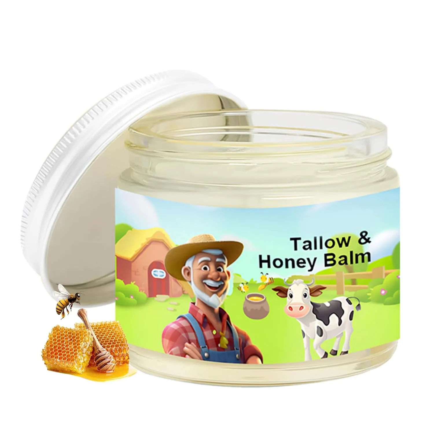 Tallow and Honey Balm, Beef Tallow for Skin, Handmade All-Natural Moisturizer with Grass-Fed Beef Tallow & Raw Wild Honey, Nourishing Tallow Face Moisturizer for Smooth, Hydrated Skin (1PCS)