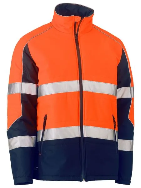 Taped Hi Vis Puffer Jacket With Stand Collar