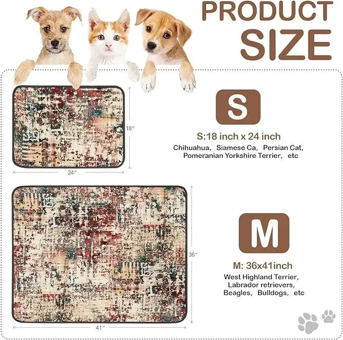 TAS Qeils 2 Pack Washable 36x41 Super Absorbent Leakproof Non-Slip Dog Pee Pads for Training & More