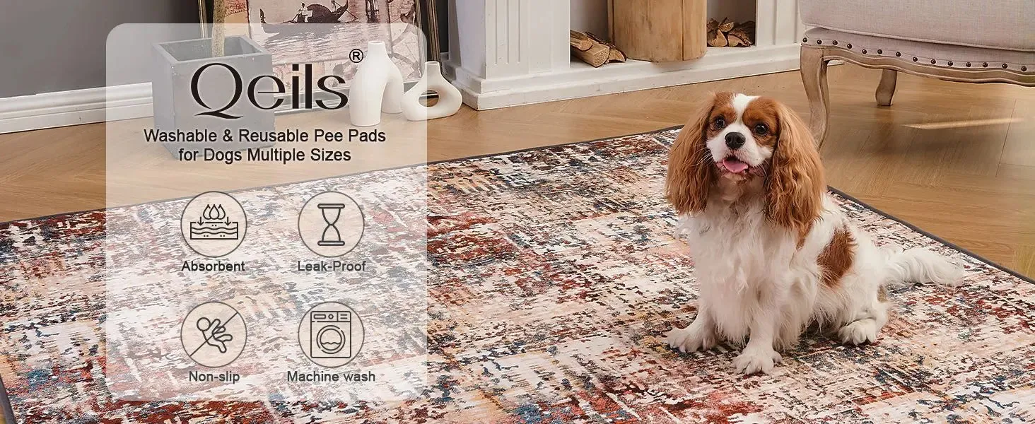 TAS Qeils 2 Pack Washable 36x41 Super Absorbent Leakproof Non-Slip Dog Pee Pads for Training & More