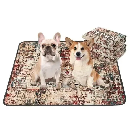 TAS Qeils 2 Pack Washable 36x41 Super Absorbent Leakproof Non-Slip Dog Pee Pads for Training & More