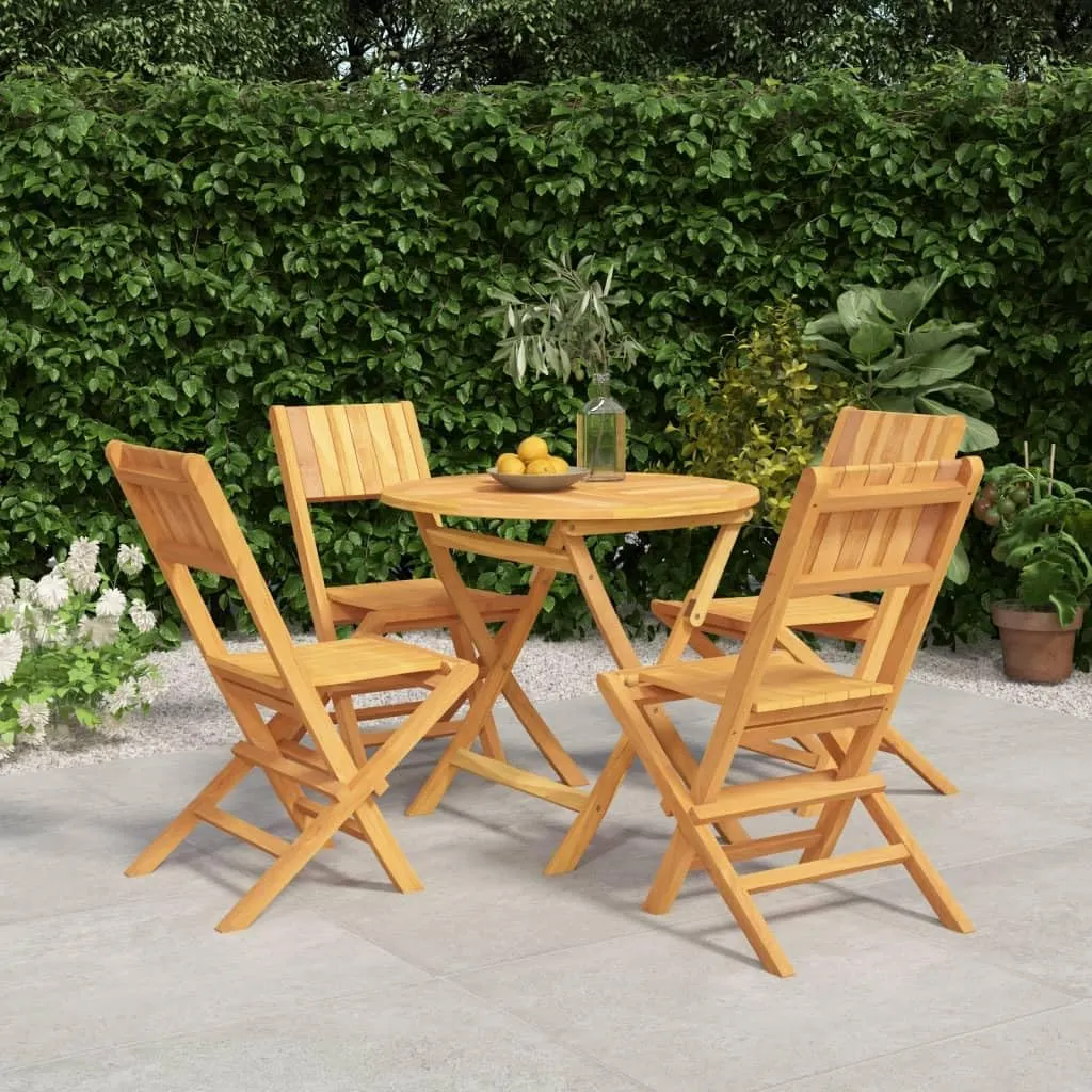 Teak Garden Dining Set - Solid Teak Wood Table, Outdoor Chairs, Patio Furniture for Balcony, Garden, Small Spaces