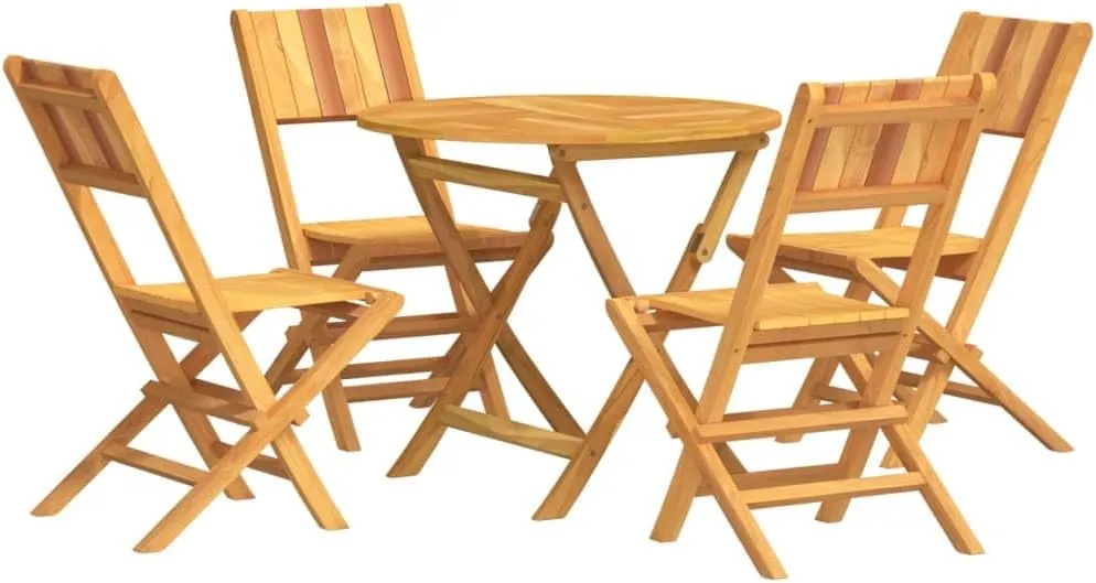 Teak Garden Dining Set - Solid Teak Wood Table, Outdoor Chairs, Patio Furniture for Balcony, Garden, Small Spaces