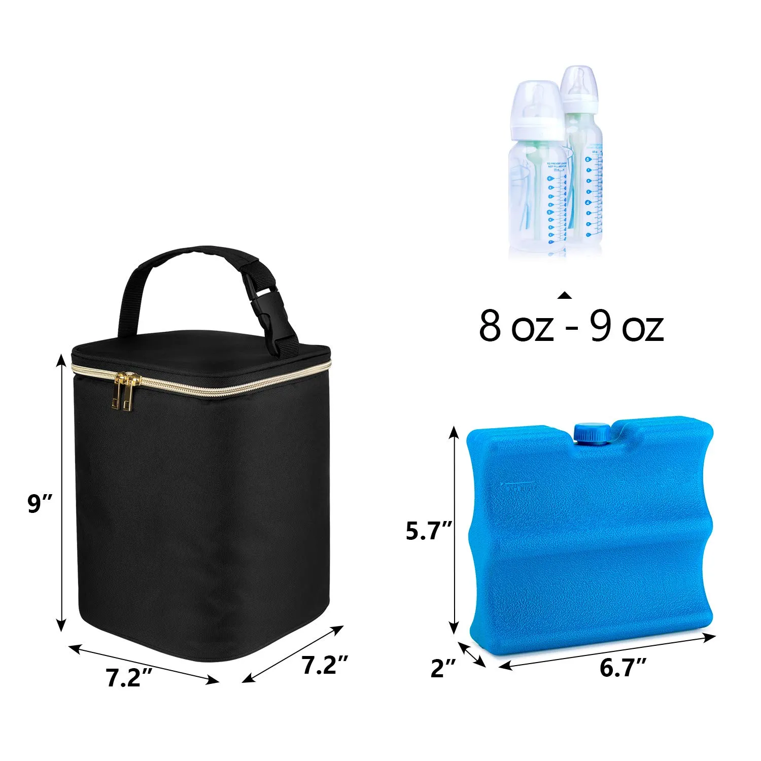 Teamoy Breastmilk Cooler - Bottle Bag for 4 Large 9 Oz Bottles, Perfect for Working Moms, Black