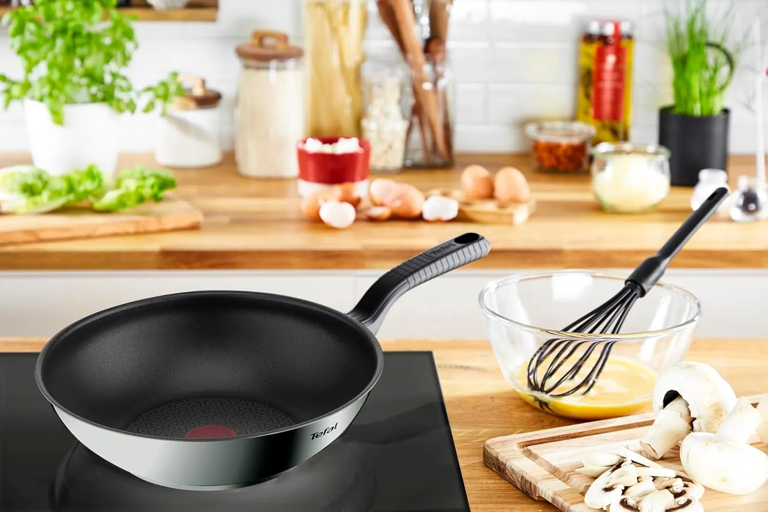 Tefal Comfort Max Stainless Steel Non-Stick Wok, 28 cm - Silver