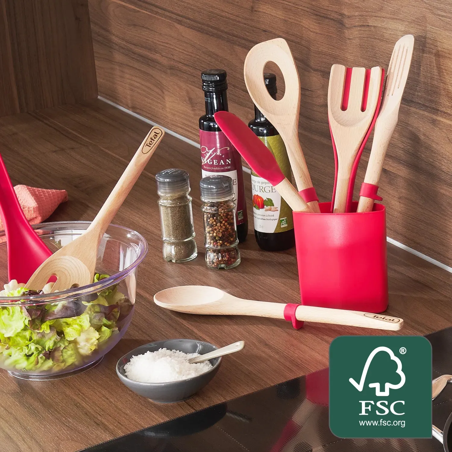 Tefal Ingenio Wooden Angled Spatula K2300814