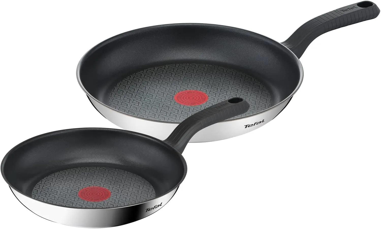 Tefal Stainless Steel 2 Piece Set-24cm & 28cm Cookware, Comfort Max, Frying Pans, Variety Pack, Black