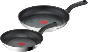 Tefal Stainless Steel 2 Piece Set-24cm & 28cm Cookware, Comfort Max, Frying Pans, Variety Pack, Black