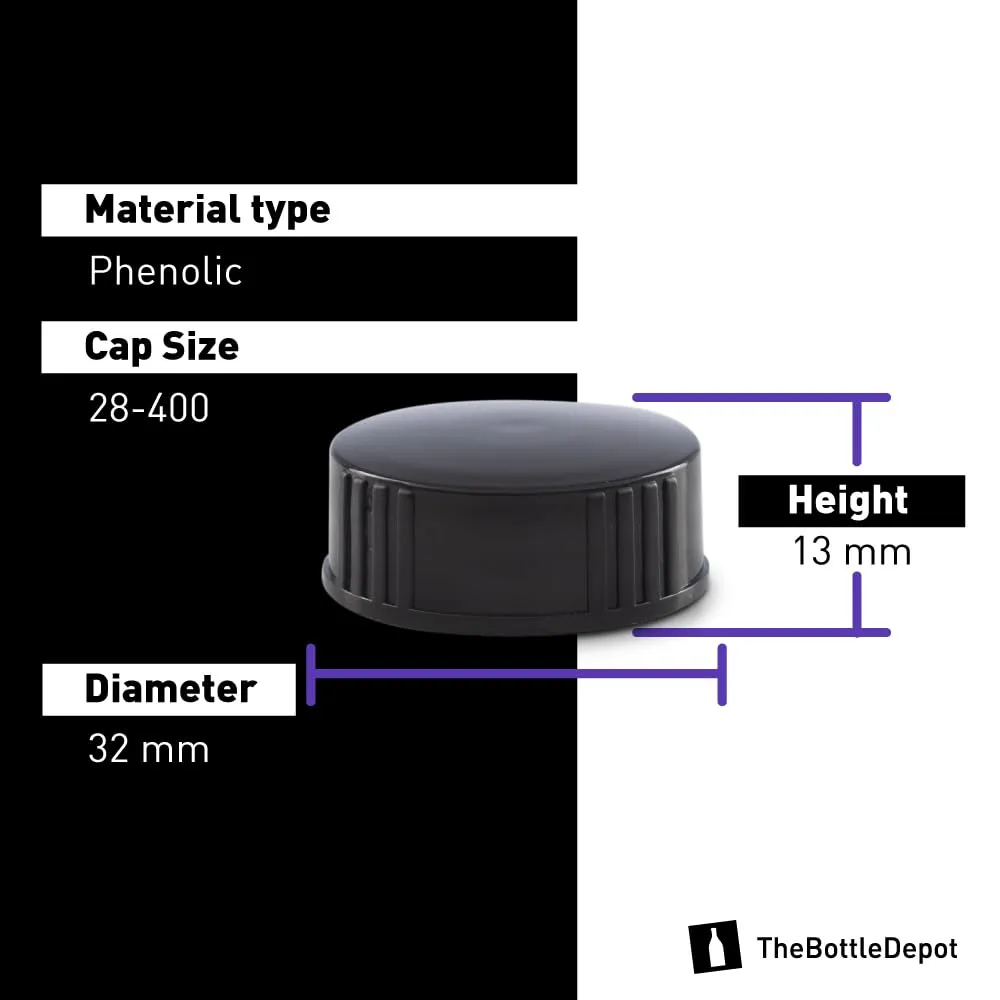 The Bottle Depot - 12 Pack - 8 oz Glass Bottles with Lids - Black Frosted - 28-400 Neck Finish - Boston Round Bottles - UV Rays Protection