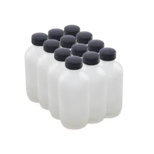 The Bottle Depot - 12 Pack - 8 oz Glass Bottles with Lids - Clear Frosted - 28-400 Neck Finish - Boston Round Bottles - UV Rays Protection