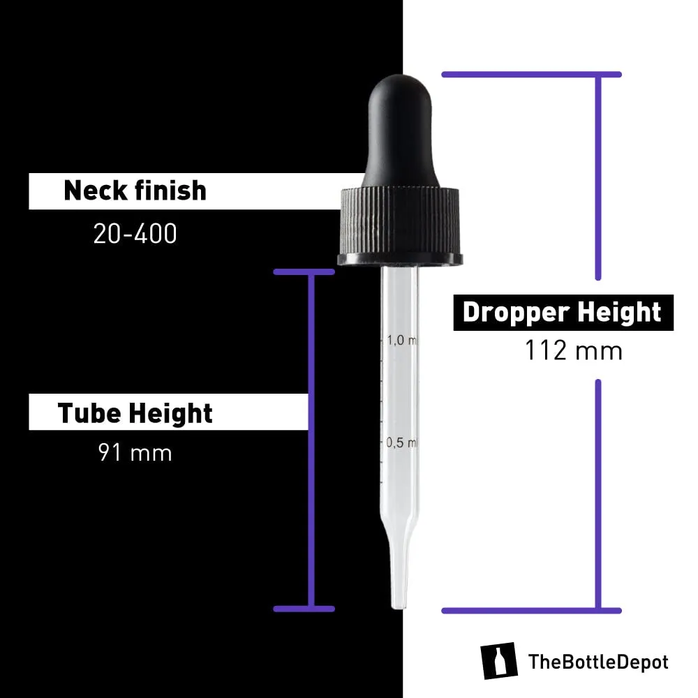 The Bottle Depot - 2 oz Glass Dropper Bottle - 24 Pack - Green - Tincture Bottles With Dropper