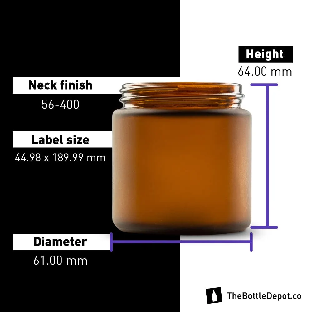 The Bottle Depot - 24 Pack - 4 oz Glass Jars with Black Lids - Amber Frosted - 58-400 Neck Finish - UV Rays Protection