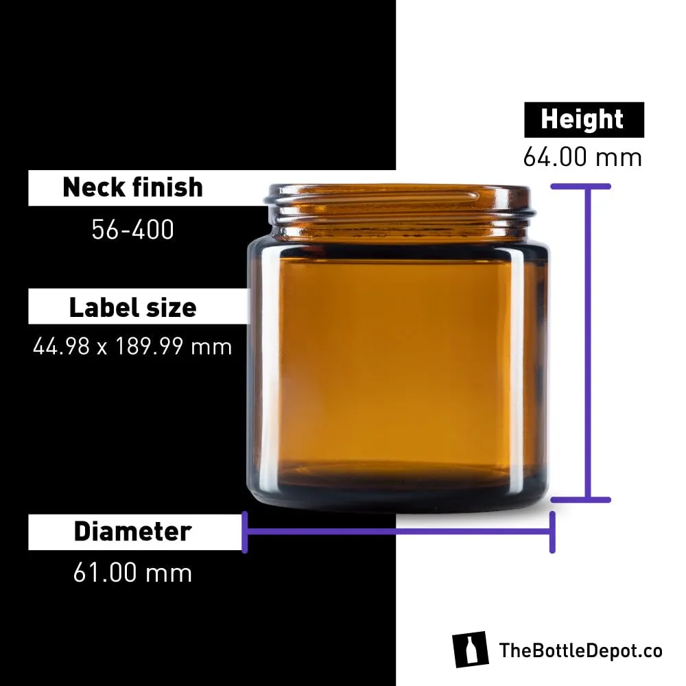 The Bottle Depot - 24 Pack - 4 oz Glass Jars with Black Lids - Clear Amber - 58-400 Neck Finish - UV Rays Protection