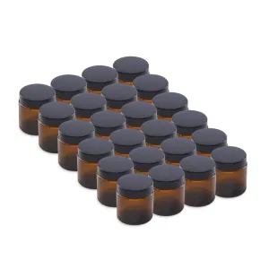 The Bottle Depot - 24 Pack - 4 oz Glass Jars with Black Lids - Clear Amber - 58-400 Neck Finish - UV Rays Protection