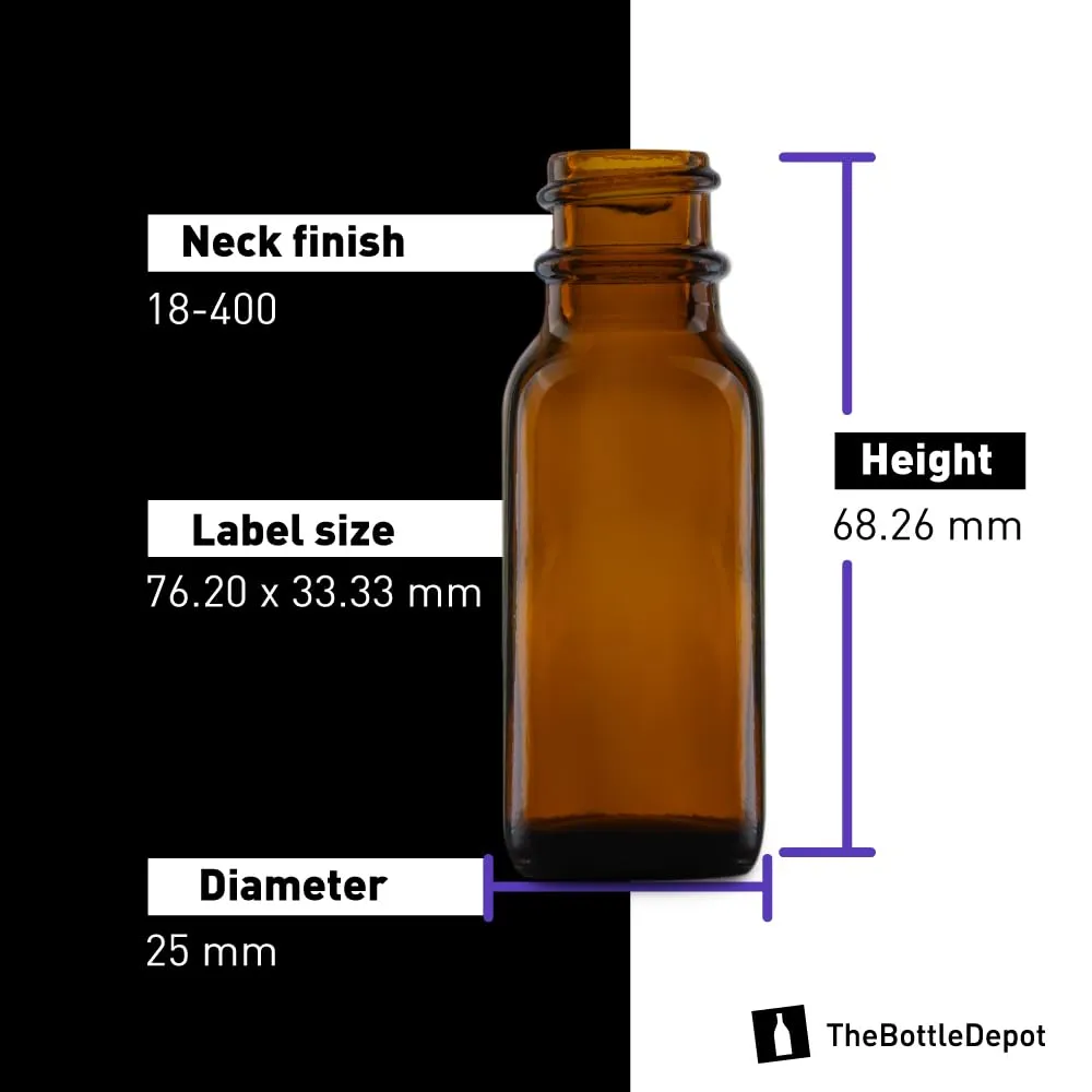 The Bottle Depot - Eye Dropper Bottle 0.5 oz - 24 Pack (15 ml Clear Amber Glass Dropper Bottles with Black Glass Pipette) Empty Tincture Bottles with Droppers - 18-400 Neck Finish