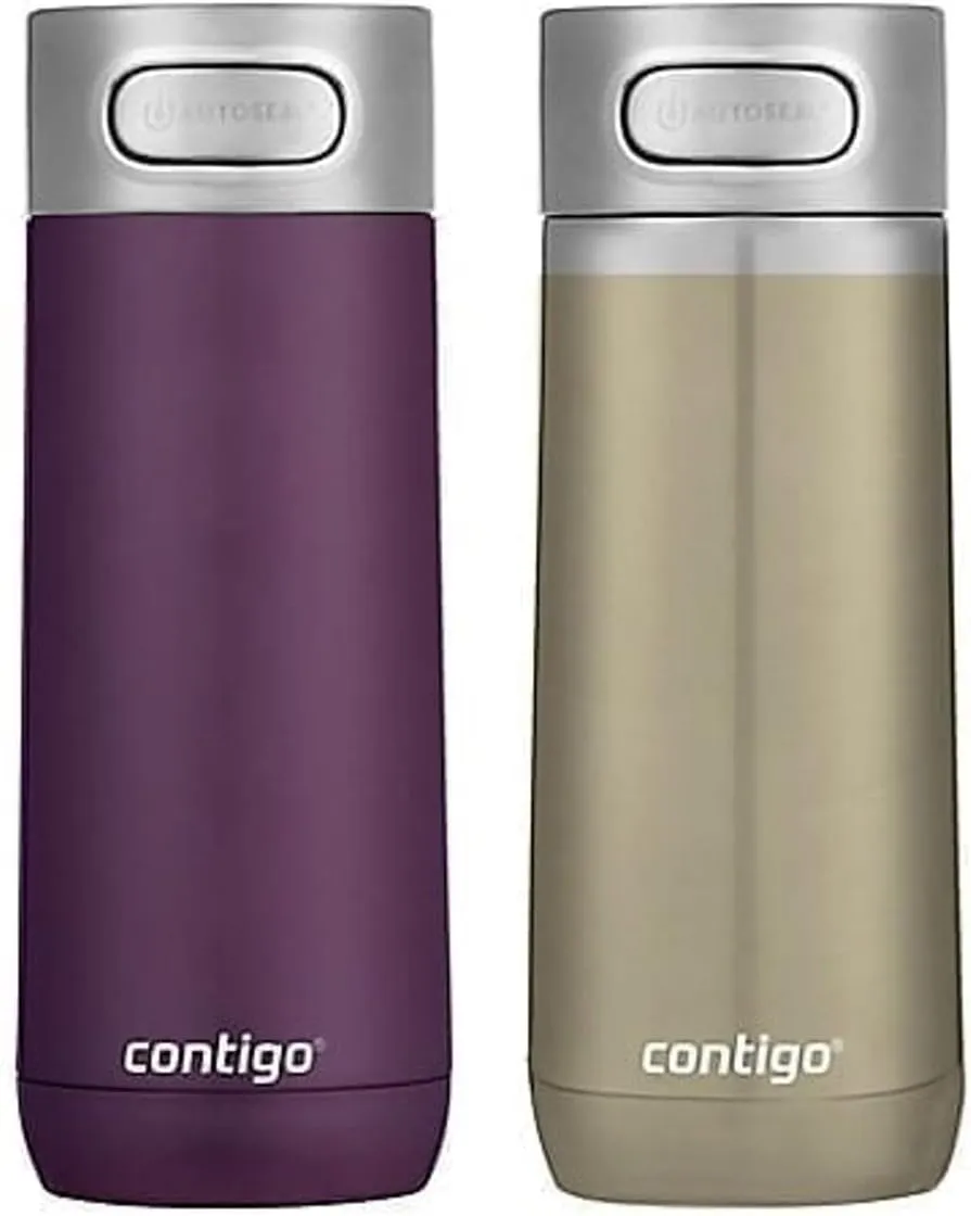 The Luxe Vacuum Insulated Stainless Steel Travel Mug, 14 oz., Merlot and Chardonnay 2 Pack
