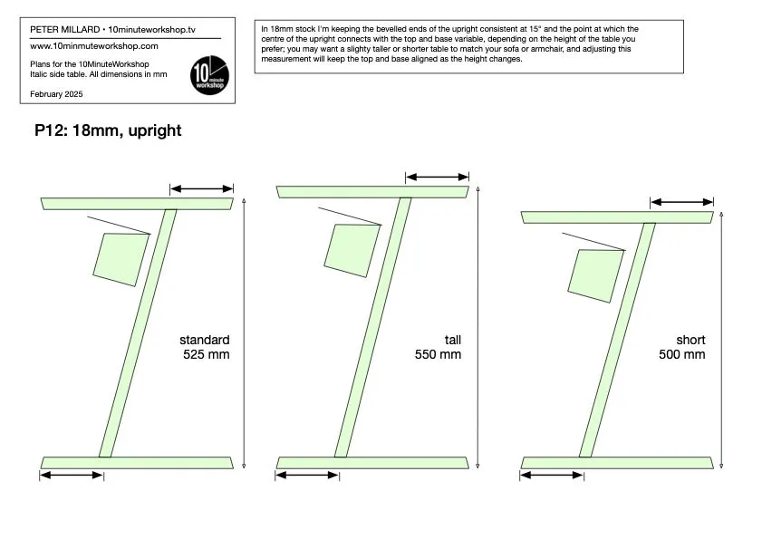 The "Italic" side-table project 'plans plus' (includes step-by-step video)