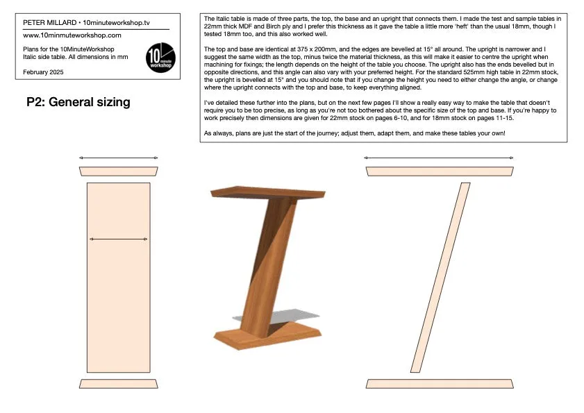 The "Italic" side-table project 'plans plus' (includes step-by-step video)