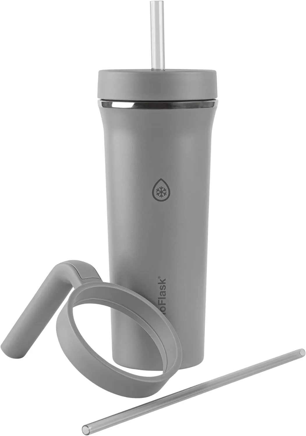 ThermoFlask Premium Quality Double Wall Insulated Stainless Steel Tumbler with Handle and Straw Lid, 32 Ounce, 2-Pack, Crystal Teal/Circular Grey