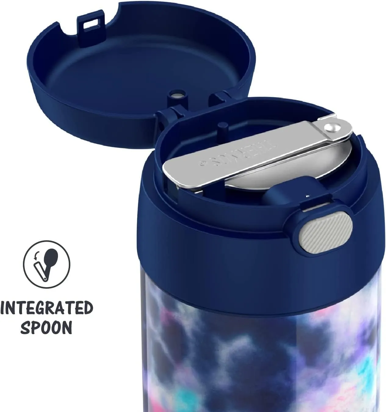 THERMOS FUNTAINER 16 Ounce Stainless Steel Vacuum Insulated Food Jar with Spoon, Tie Dye