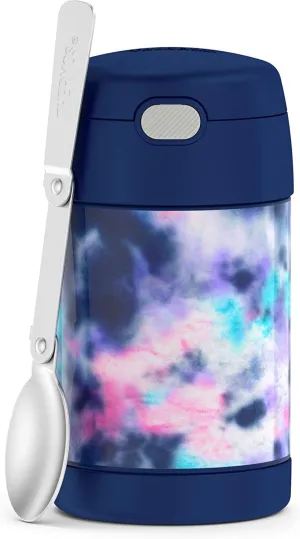 THERMOS FUNTAINER 16 Ounce Stainless Steel Vacuum Insulated Food Jar with Spoon, Tie Dye